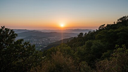 Fototapeta premium Breathtaking natural landscape bathed in sunset light