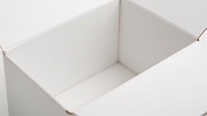 Interior view of a plain cardboard box with paper design and texture