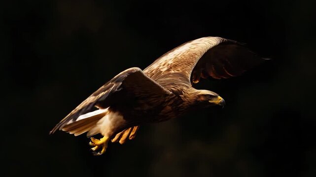 Powerful Eagle Soaring with Spread Wings
