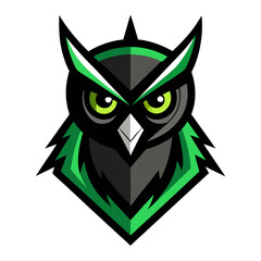Symmetrical Owl Mascot with Tech-Inspired Feather Patterns