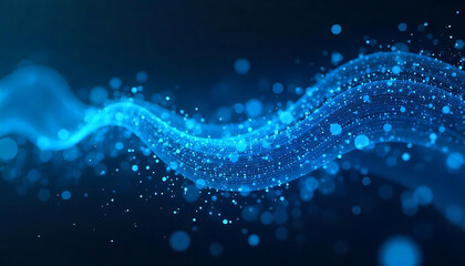 3d render, elegant wave of light particles, luminous fluid movement, digital fractal pattern, mesmerizing abstract background, shimmering energy field