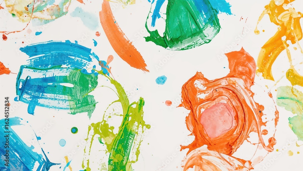 Poster lively painted abstract surface highlighting strokes on a white canvas, illustrating artistic expres