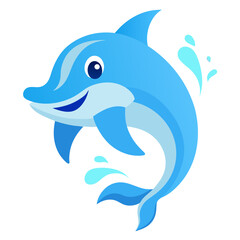 Smiling Dolphin Mascot in Icy Gradients with Splash Effect
