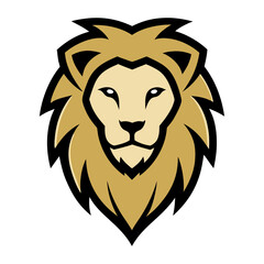 Golden Lion Head with Thick Mane in Minimal Style and Subtle Gradient Touches