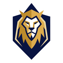 Minimalist Golden Lion in Royal Blue Badge with Geometric Clarity