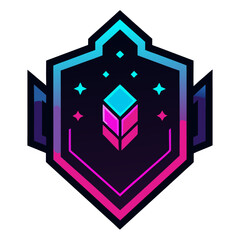 Neon Vector Crest with Digital Gems and Radiant Colors for Modern Esports
