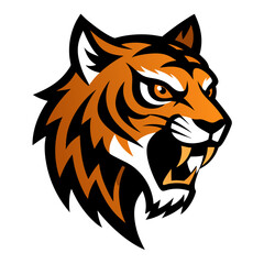 Jungle Tiger in Mid-Growl with Bold Contours and Deep Vector Shadows