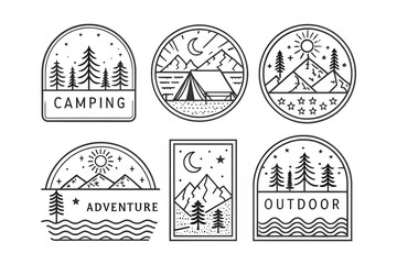 Minimalist Outdoor Adventure and Camping Logo DesignsGenrative Ai.