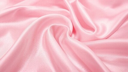 Fototapeta premium Detailed view of smooth pastel pink satin with intricate creases and a glossy, radiant finish