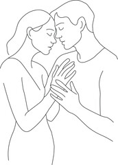 Minimalist line art of a romantic couple