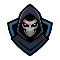 Stealth-Themed Emblem with Masked Figure and Sharp Shadowed Texture
