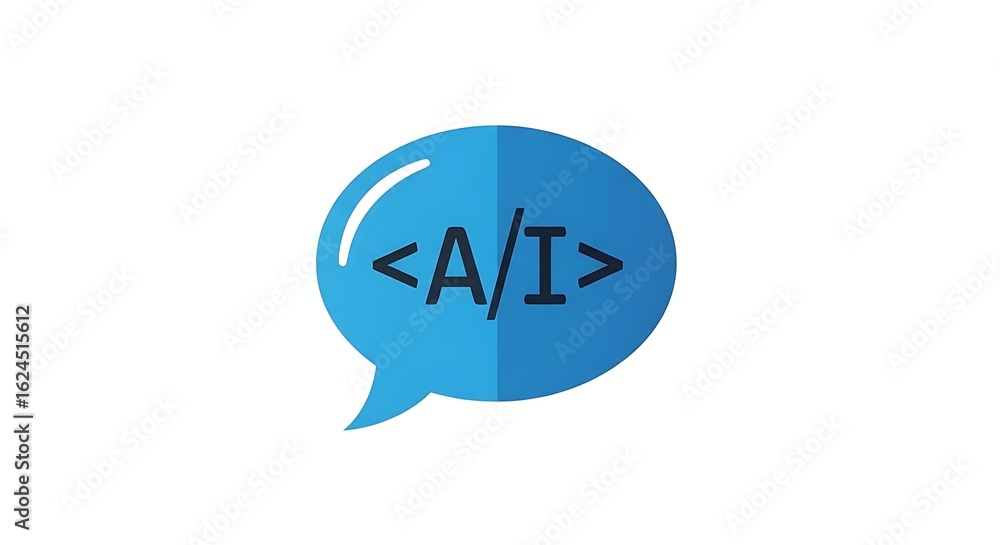 Aufkleber a blue speech bubble with the text a i inside on a white background representing artificial intellig