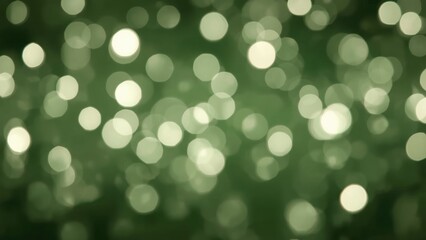 Blurred green backdrop with abstract white light spots, perfect for elegant design.