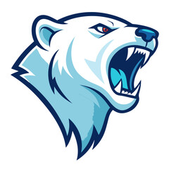 Roaring Polar Bear with Icy Breath and Bold Linework in Frosty Vector Badge