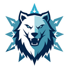 Fierce Arctic Bear Head with Snowflake Sparks and Jagged Fur Design