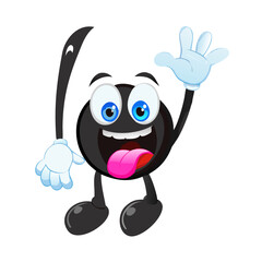 Happy Waving Music Note Character: Excited Cartoon Eighth Note Mascot