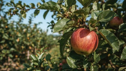 Seasonal orchard harvest of organic apples and crops promoting environmental sustainability.