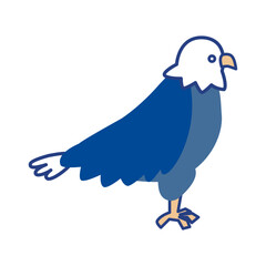 羽を閉じて立つ鷹を横から見たイラスト