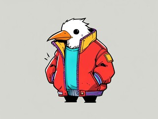 A Stylish Bird in a Red Jacket