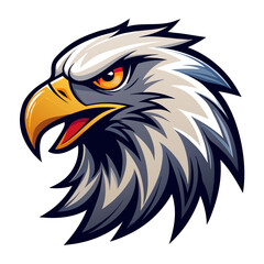 Close-Up Aggressive Eagle Head with Stylized Feathers for Championship Vector Emblem