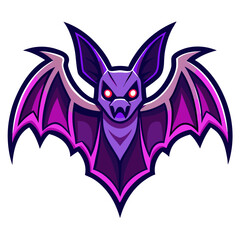 Stylized Vampire Bat with Neon Translucent Wings for Fantasy Night-Themed Logos
