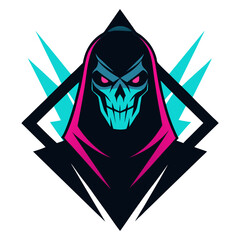 Sinister Reaper Assassin with Neon Trails and Vector Shadows for Chilling Branding