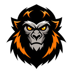 Obraz premium Techno-Furred Primate Mascot with Glowing Eyes in Clean Vector Esports Emblem