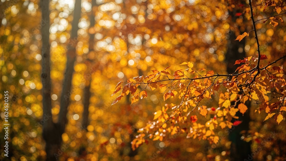Canvas Prints defocused fall leaves featuring a luminous bokeh effect