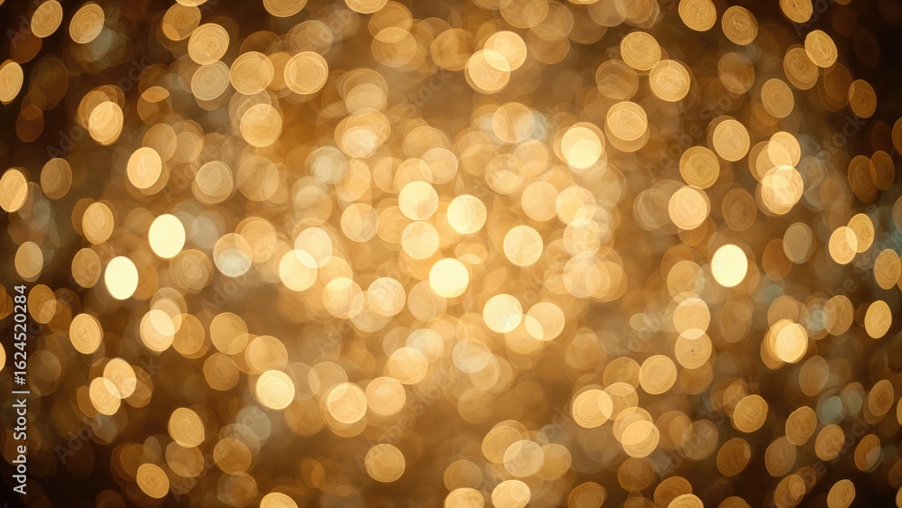 Poster soft bokeh light background with heart-shaped golden elements