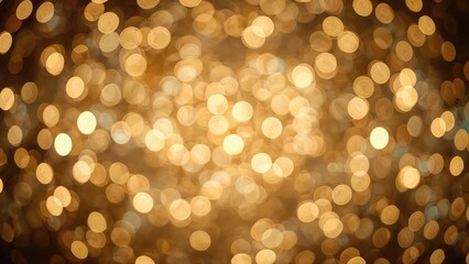 Soft bokeh light background with heart-shaped golden elements