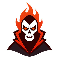 Flame-Headed Villain with Bold Bone Structure in Horror Esports Vector Emblem