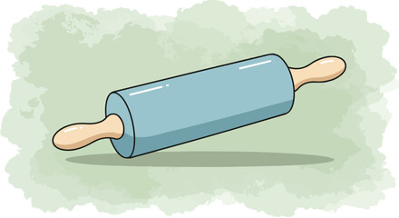 Rolling pin illustration for baking needs on textured green background graphic design