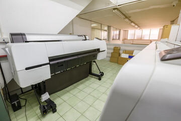 The equipment for a press in a modern printing house.