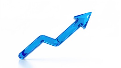 Upward blue arrow icon - Advancement, Increase, monetary success business notion. 3D visualization