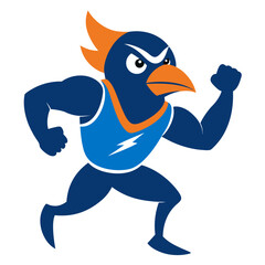 Athletic Bird Kicking Ball in Action Pose for Fun and Competitive Team Branding