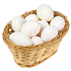 Basket of eggs isolated on transparent background  
