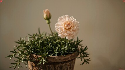 Obraz premium Carnation Plant Showing Bright Flowers in a Pot