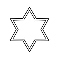 Star of David Icon: A minimalist illustration of the Star of David, the iconic symbol of Judaism, rendered in simple, elegant lines and representing a significant religious emblem.