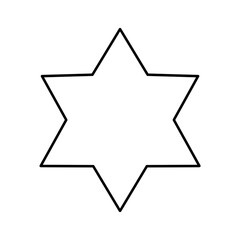 Geometric Star Symbol: A clean, minimalist rendition of a six-pointed star, a symbol of faith and heritage, rendered in a bold outline that emanates simplicity.