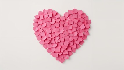 Obraz premium Pink sticky notes arranged in a heart pattern on a wall