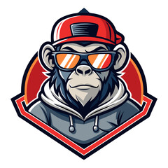 Urban Monkey Mascot with Tech Shades and Bold Casual Vector Design