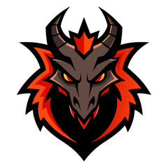 Fierce Dragon Emblem with Horns and Mythic Energy in Vector Format