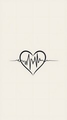 Minimalist Heart Rhythm on White Background High Resolution Picture