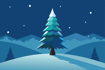 Fototapeta premium snow covered pine tree background with glowing lig.eps