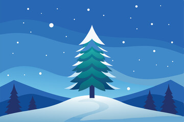 snow covered fir tree wallpaper layered with light (2).eps