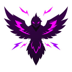 Electric Raven with Jagged Neon Feathers and Motion-Trail Wings