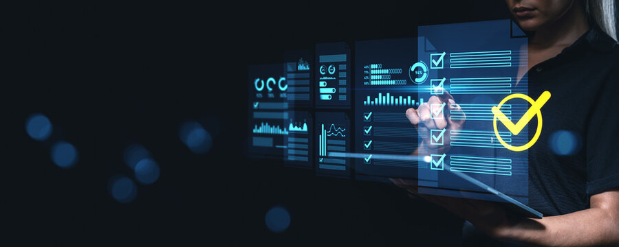 Digital checklist interface with data analytics and task complet - Powered by Adobe