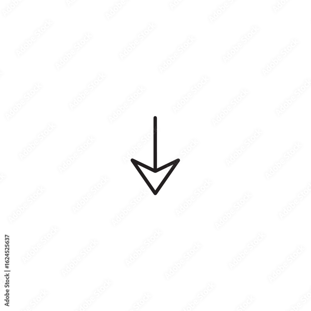 Poster vector art of down arrow pointing direction isolated on white background for web design