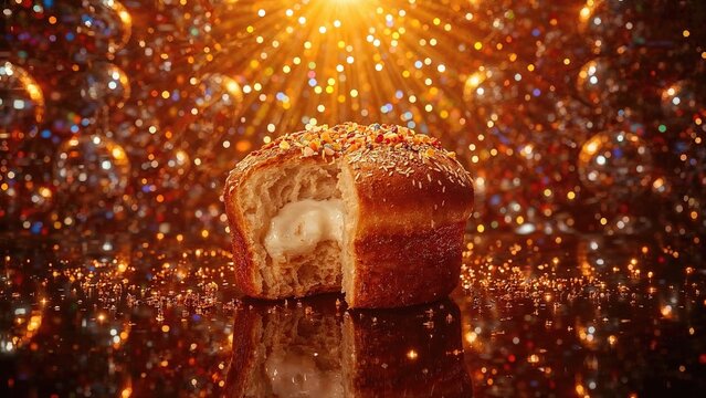 Pastry cream stuffed bread sprinkled with sugar, inspired by nightlife