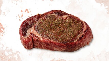 Obraz premium Hearty beef slice flavored with spices and cooking herbs